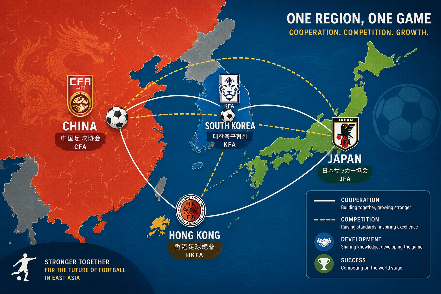 東アジアのサッカー連盟地図